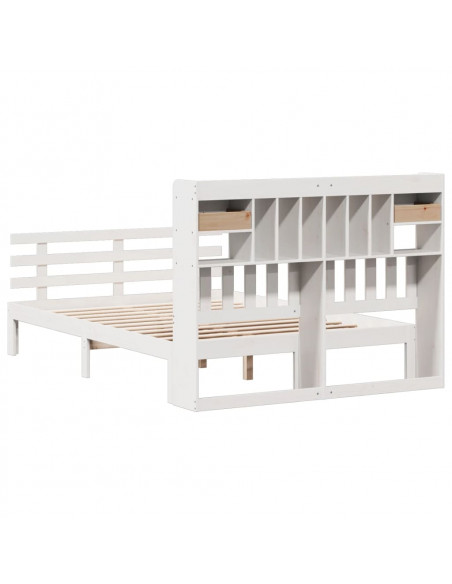 Letto Libreria senza Materasso Bianco 140x200 cm Legno di Pino