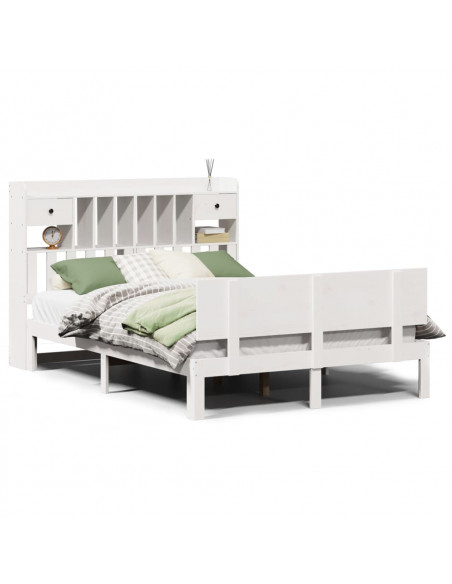 Letto Libreria senza Materasso Bianco 140x200 cm Legno di Pino