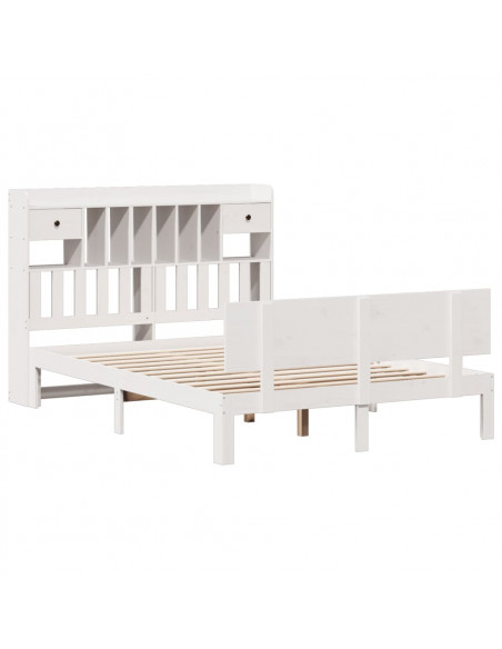 Letto Libreria senza Materasso Bianco 140x200 cm Legno di Pino