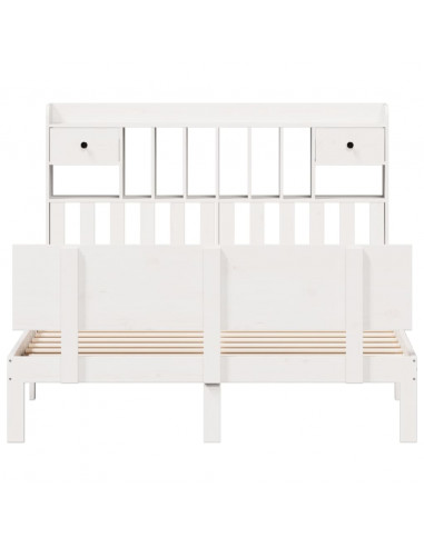 Letto Libreria senza Materasso Bianco 140x200 cm Legno di Pino