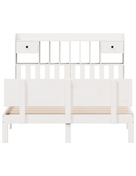 Letto Libreria senza Materasso Bianco 140x200 cm Legno di Pino