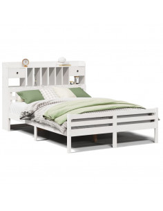 Letto Libreria senza Materasso Bianco 140x200 cm Legno di Pino