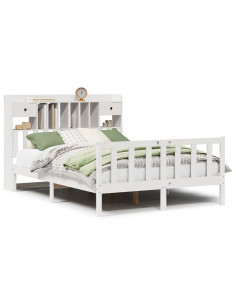 Letto Libreria senza Materasso Bianco 140x200 cm Legno di Pino