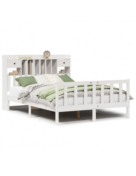 Letto Libreria senza Materasso Bianco 140x200 cm Legno di Pino