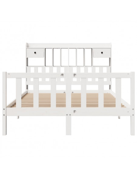 Letto Libreria senza Materasso Bianco 140x200 cm Legno di Pino