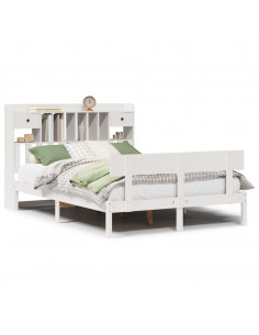 Letto Libreria senza Materasso Bianco 140x200 cm Legno di Pino