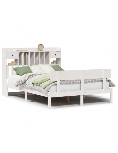 Letto Libreria senza Materasso Bianco 140x200 cm Legno di Pino