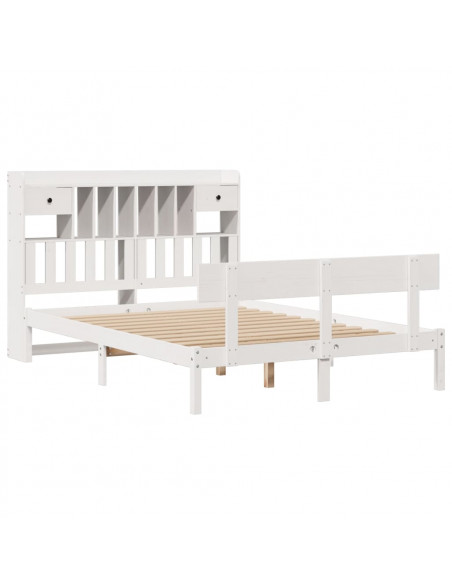 Letto Libreria senza Materasso Bianco 140x200 cm Legno di Pino