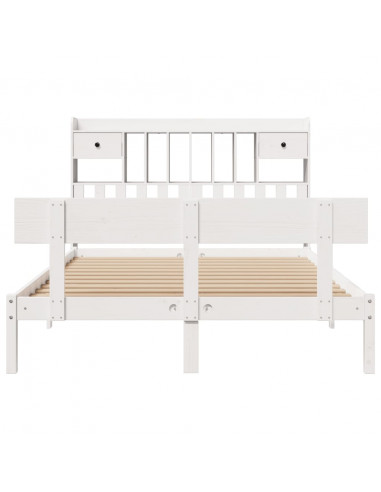 Letto Libreria senza Materasso Bianco 140x200 cm Legno di Pino