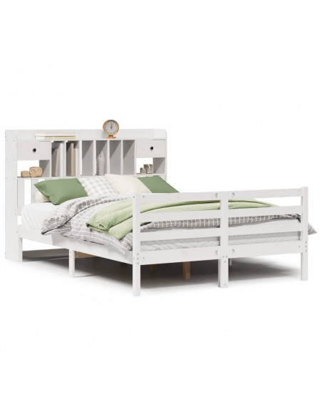 Letto Libreria senza Materasso Bianco 140x200 cm Legno di Pino