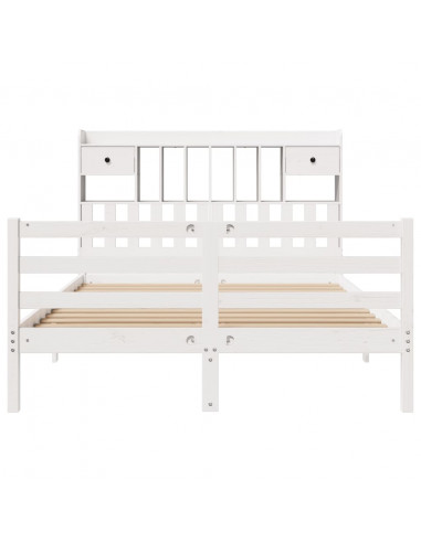 Letto Libreria senza Materasso Bianco 140x200 cm Legno di Pino
