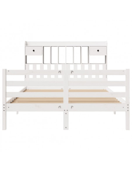 Letto Libreria senza Materasso Bianco 140x200 cm Legno di Pino