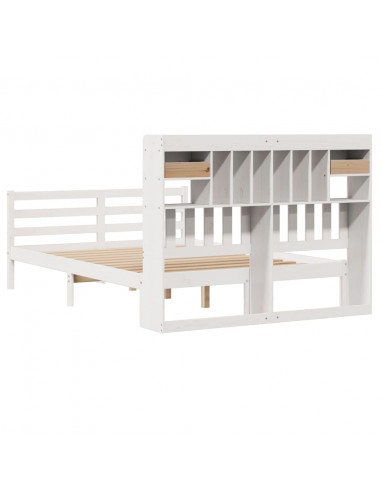 Letto Libreria senza Materasso Bianco 140x200 cm Legno di Pino