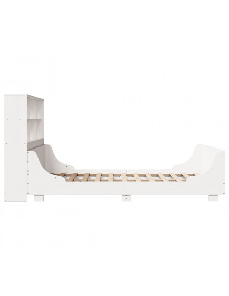 Letto Libreria senza Materasso Bianco 140x200 cm Legno Massello