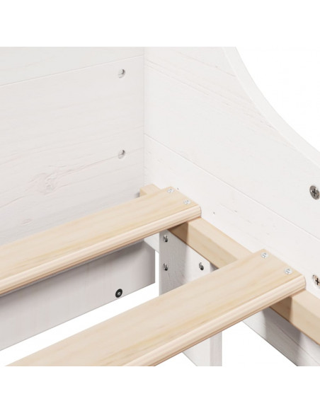 Letto Libreria senza Materasso Bianco 140x200 cm Legno Massello