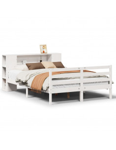 Letto Libreria senza Materasso Bianco 150x200 cm Legno di Pino