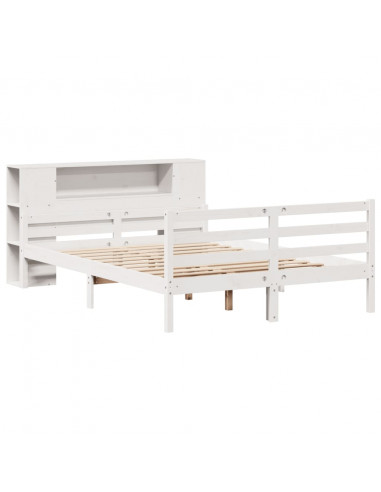 Letto Libreria senza Materasso Bianco 150x200 cm Legno di Pino