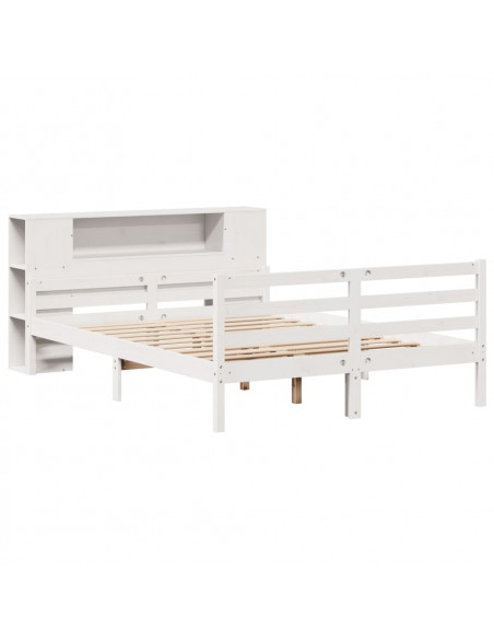 Letto Libreria senza Materasso Bianco 150x200 cm Legno di Pino