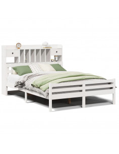 Letto Libreria senza Materasso Bianco 150x200 cm Legno di Pino