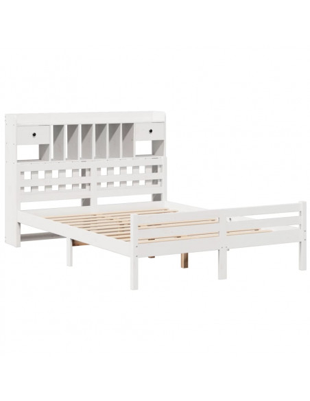 Letto Libreria senza Materasso Bianco 150x200 cm Legno di Pino