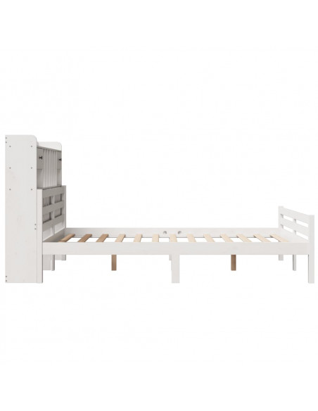 Letto Libreria senza Materasso Bianco 150x200 cm Legno di Pino