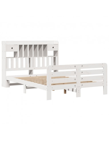 Letto Libreria senza Materasso Bianco 150x200 cm Legno di Pino