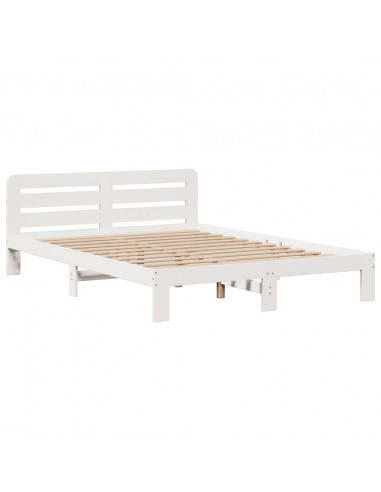 Letto Libreria senza Materasso Bianco 150x200 cm Legno di Pino