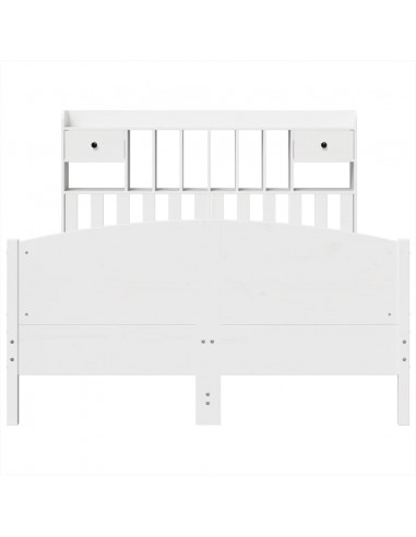 Letto Libreria senza Materasso Bianco 150x200 cm Legno di Pino