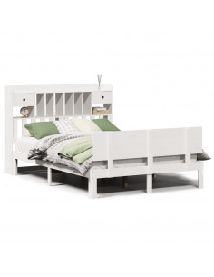 Letto Libreria senza Materasso Bianco 150x200 cm Legno di Pino