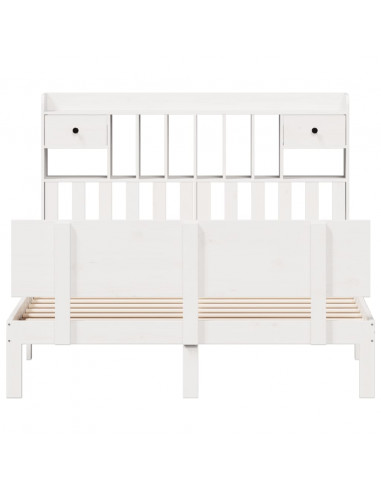 Letto Libreria senza Materasso Bianco 150x200 cm Legno di Pino