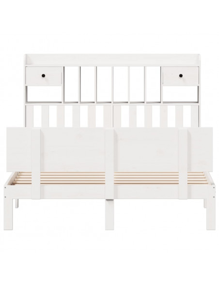 Letto Libreria senza Materasso Bianco 150x200 cm Legno di Pino