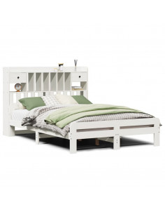 Letto Libreria senza Materasso Bianco 150x200 cm Legno di Pino