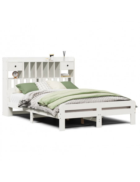 Letto Libreria senza Materasso Bianco 150x200 cm Legno di Pino