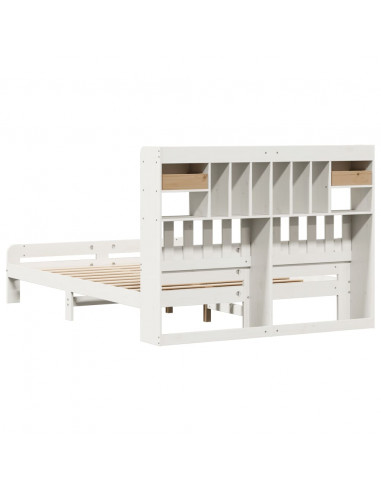 Letto Libreria senza Materasso Bianco 150x200 cm Legno di Pino