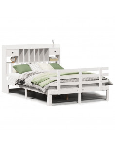 Letto Libreria senza Materasso Bianco 150x200 cm Legno di Pino