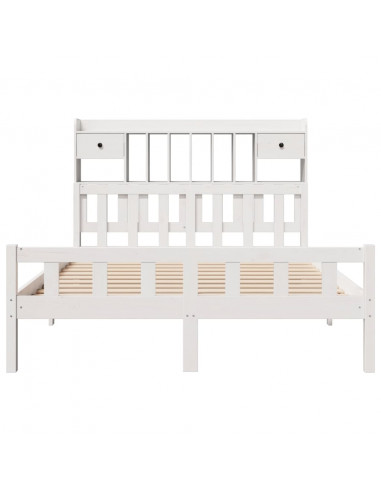 Letto Libreria senza Materasso Bianco 150x200 cm Legno di Pino