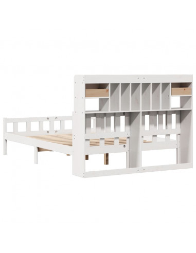 Letto Libreria senza Materasso Bianco 150x200 cm Legno di Pino