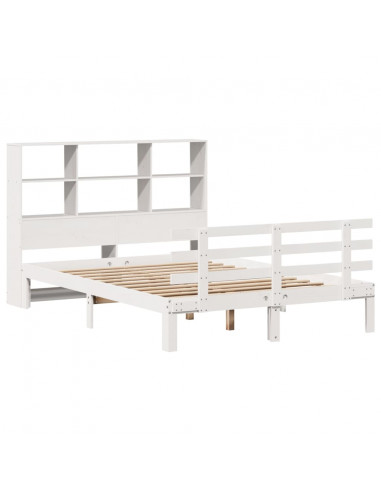 Letto Libreria senza Materasso Bianco 160x200 cm Legno di Pino