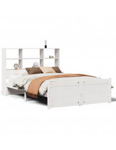 Letto Libreria senza Materasso Bianco 160x200 cm Legno di Pino