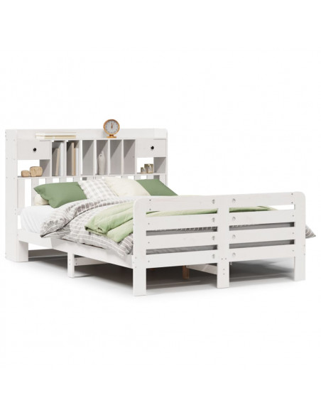 Letto Libreria senza Materasso Bianco 160x200 cm Legno di Pino