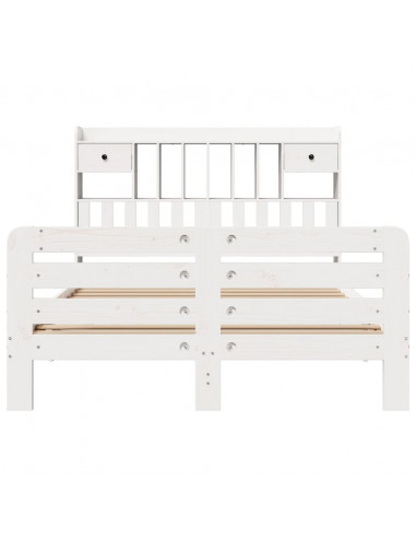 Letto Libreria senza Materasso Bianco 160x200 cm Legno di Pino