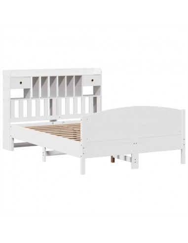 Letto Libreria senza Materasso Bianco 160x200 cm Legno di Pino