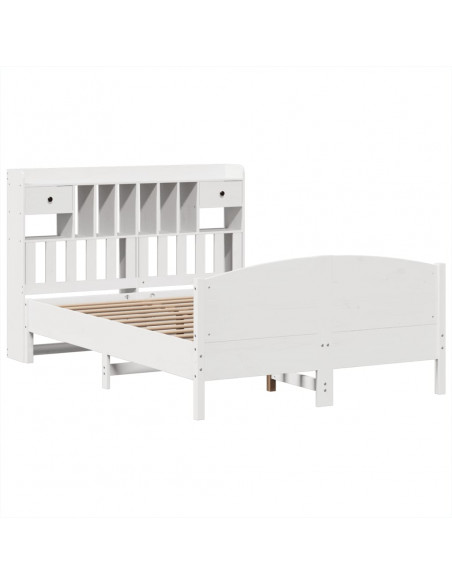 Letto Libreria senza Materasso Bianco 160x200 cm Legno di Pino
