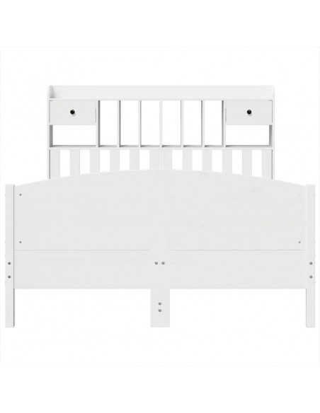 Letto Libreria senza Materasso Bianco 160x200 cm Legno di Pino