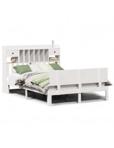 Letto Libreria senza Materasso Bianco 160x200 cm Legno di Pino