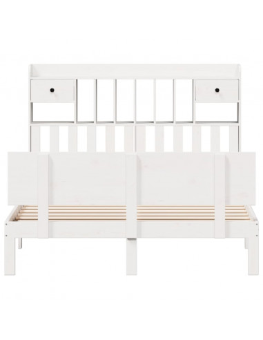 Letto Libreria senza Materasso Bianco 160x200 cm Legno di Pino