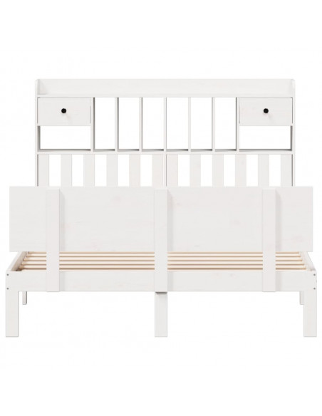 Letto Libreria senza Materasso Bianco 160x200 cm Legno di Pino