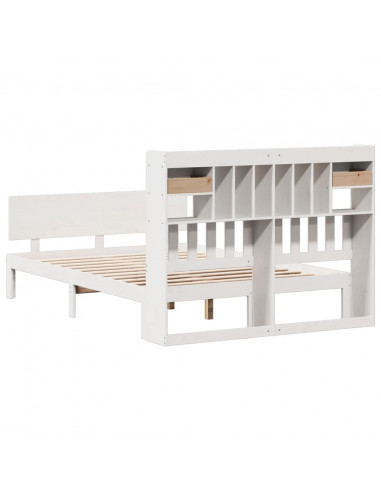 Letto Libreria senza Materasso Bianco 160x200 cm Legno di Pino
