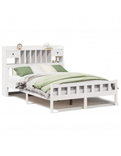 Letto Libreria senza Materasso Bianco 160x200 cm Legno di Pino