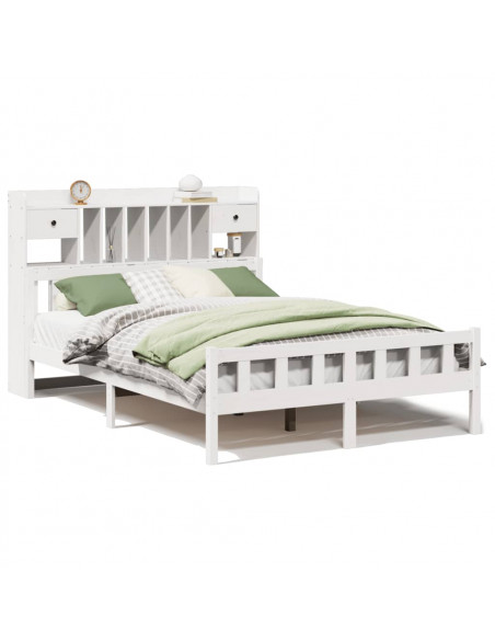 Letto Libreria senza Materasso Bianco 160x200 cm Legno di Pino